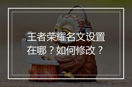 王者荣耀名文设置在哪？如何修改？