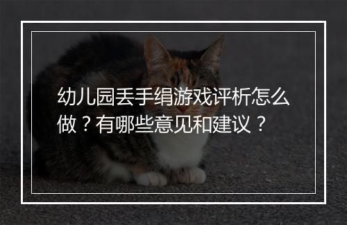 幼儿园丢手绢游戏评析怎么做？有哪些意见和建议？