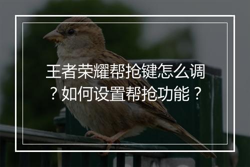 王者荣耀帮抢键怎么调？如何设置帮抢功能？