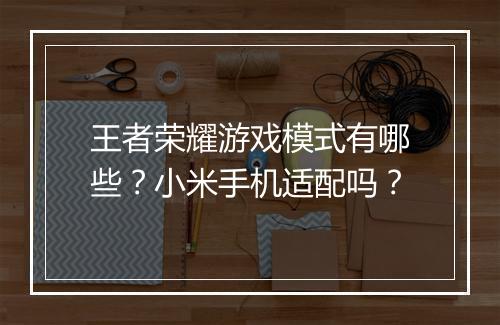 王者荣耀游戏模式有哪些？小米手机适配吗？