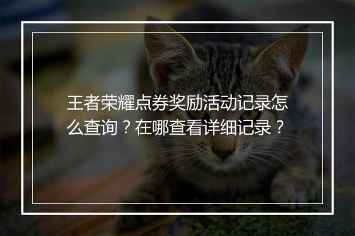 王者荣耀点券奖励活动记录怎么查询？在哪查看详细记录？
