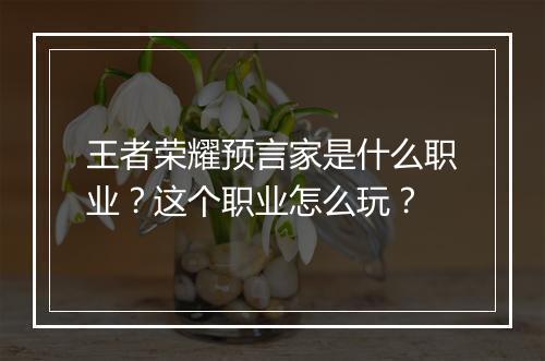 王者荣耀预言家是什么职业？这个职业怎么玩？