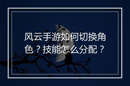 风云手游如何切换角色?技能怎么分配?