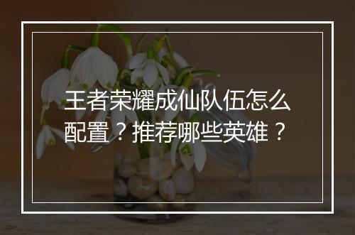 王者荣耀成仙队伍怎么配置？推荐哪些英雄？