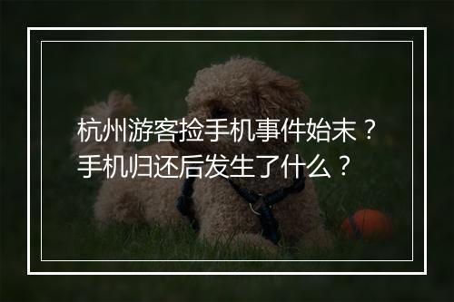 杭州游客捡手机事件始末？手机归还后发生了什么？