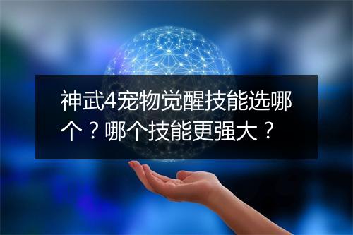 神武4宠物觉醒技能选哪个？哪个技能更强大？