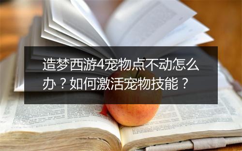造梦西游4宠物点不动怎么办？如何激活宠物技能？