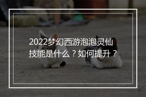 2022梦幻西游泡泡灵仙技能是什么？如何提升？