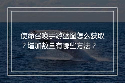 使命召唤手游蓝图怎么获取？增加数量有哪些方法？