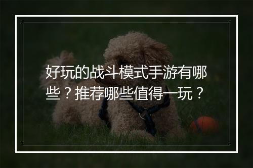 好玩的战斗模式手游有哪些？推荐哪些值得一玩？