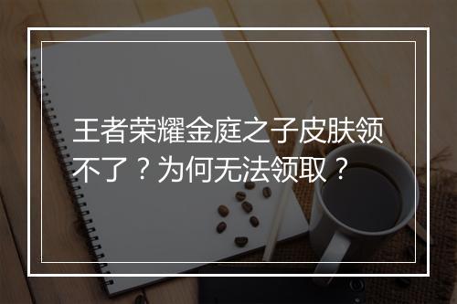 王者荣耀金庭之子皮肤领不了？为何无法领取？