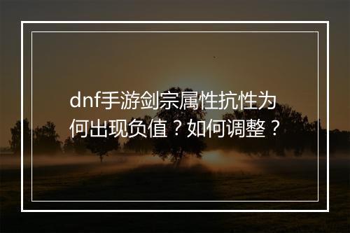 dnf手游剑宗属性抗性为何出现负值？如何调整？
