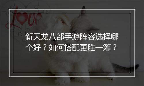 新天龙八部手游阵容选择哪个好?如何搭配更胜一筹?