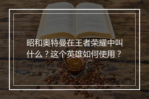 昭和奥特曼在王者荣耀中叫什么？这个英雄如何使用？