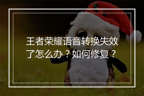 王者荣耀语音转换失效了怎么办？如何修复？
