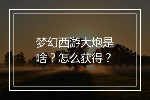 梦幻西游大炮是啥？怎么获得？