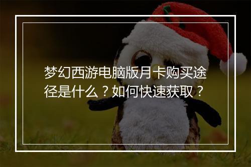 梦幻西游电脑版月卡购买途径是什么？如何快速获取？