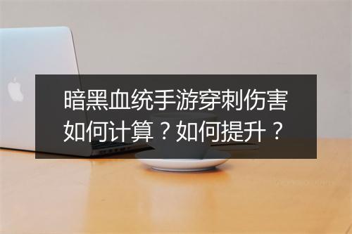 暗黑血统手游穿刺伤害如何计算？如何提升？