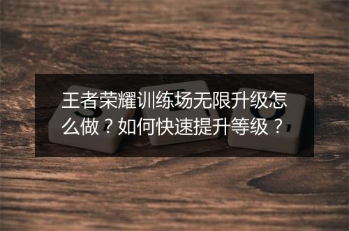 王者荣耀训练场无限升级怎么做?如何快速提升等级?
