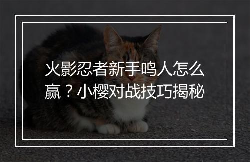 火影忍者新手鸣人怎么赢？小樱对战技巧揭秘