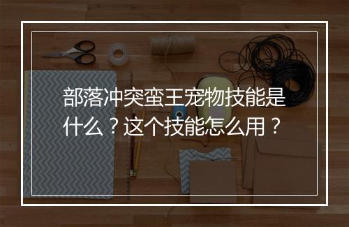 部落冲突蛮王宠物技能是什么？这个技能怎么用？