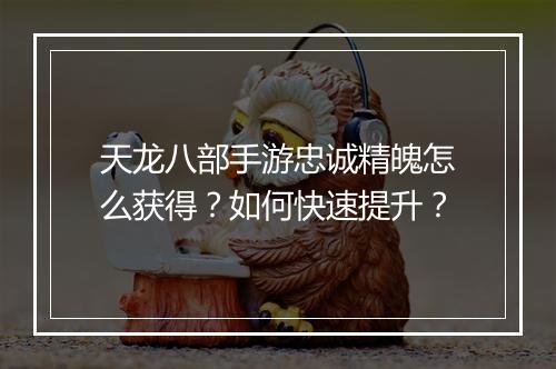 天龙八部手游忠诚精魄怎么获得？如何快速提升？