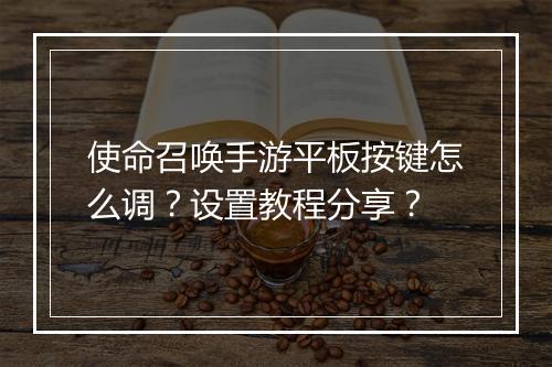 使命召唤手游平板按键怎么调？设置教程分享？