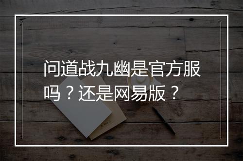 问道战九幽是官方服吗？还是网易版？
