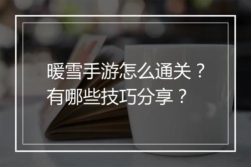 暖雪手游怎么通关？有哪些技巧分享？