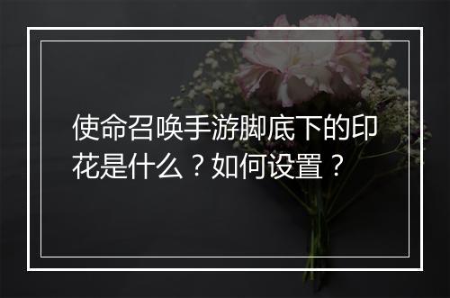使命召唤手游脚底下的印花是什么？如何设置？