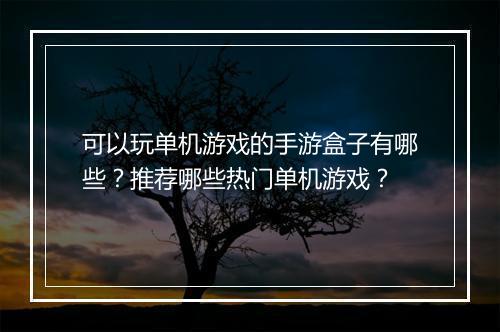 可以玩单机游戏的手游盒子有哪些？推荐哪些热门单机游戏？