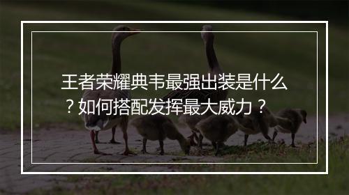 王者荣耀典韦最强出装是什么？如何搭配发挥最大威力？