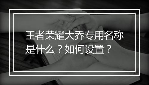 王者荣耀大乔专用名称是什么？如何设置？