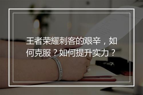 王者荣耀刺客的艰辛，如何克服？如何提升实力？