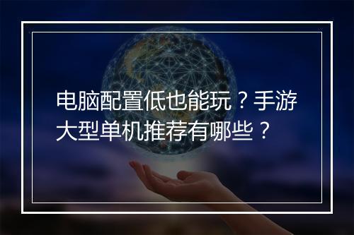 电脑配置低也能玩？手游大型单机推荐有哪些？
