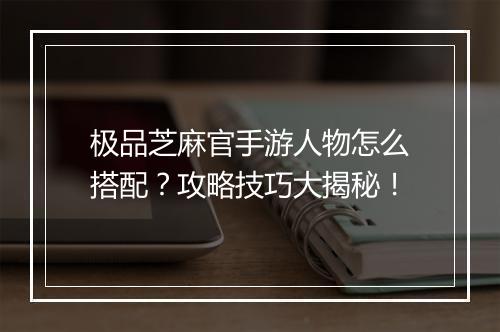 极品芝麻官手游人物怎么搭配？攻略技巧大揭秘！