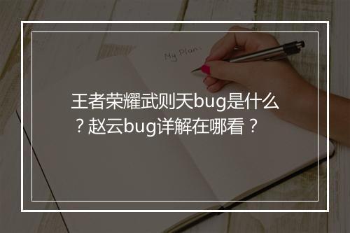 王者荣耀武则天bug是什么？赵云bug详解在哪看？