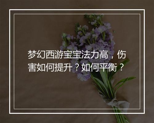 梦幻西游宝宝法力高，伤害如何提升？如何平衡？
