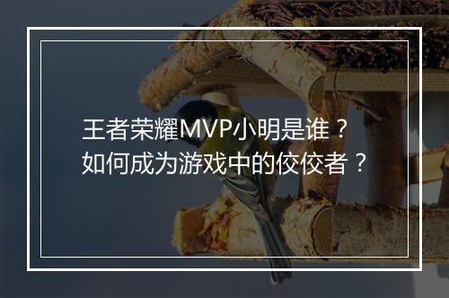 王者荣耀MVP小明是谁？如何成为游戏中的佼佼者？