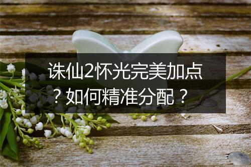 诛仙2怀光完美加点?如何精准分配?