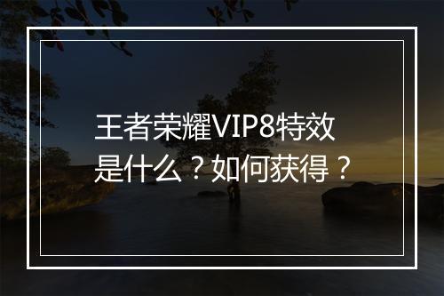 王者荣耀VIP8特效是什么？如何获得？
