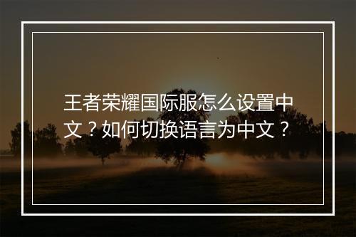 王者荣耀国际服怎么设置中文？如何切换语言为中文？