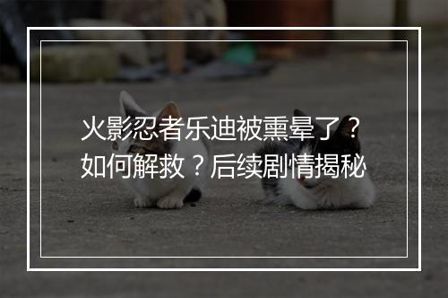 火影忍者乐迪被熏晕了？如何解救？后续剧情揭秘
