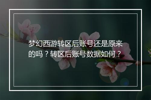 梦幻西游转区后账号还是原来的吗？转区后账号数据如何？