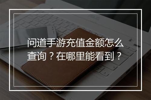 问道手游充值金额怎么查询？在哪里能看到？