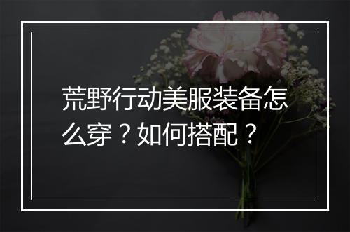 荒野行动美服装备怎么穿？如何搭配？