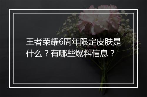 王者荣耀6周年限定皮肤是什么?有哪些爆料信息?