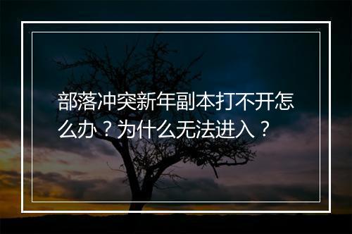 部落冲突新年副本打不开怎么办？为什么无法进入？