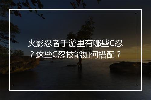 火影忍者手游里有哪些C忍？这些C忍技能如何搭配？