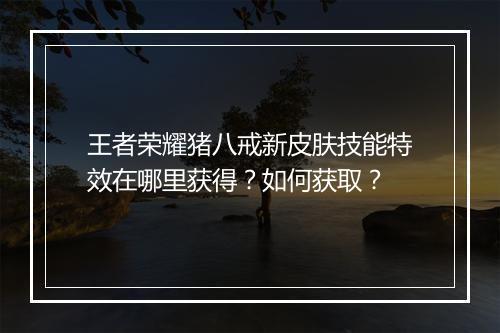 王者荣耀猪八戒新皮肤技能特效在哪里获得？如何获取？